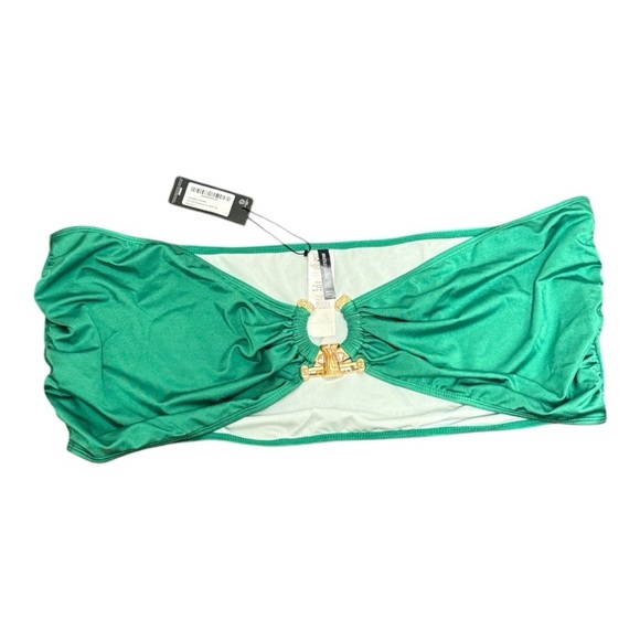 PrettyLittleThing Plus Green Hammered Trim Bikini Top Size US 22 - Picture 1 of 8